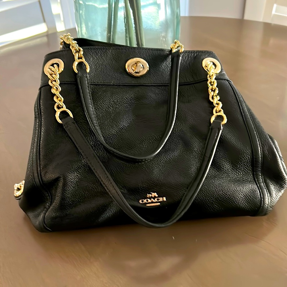Black leather Coach Satchel